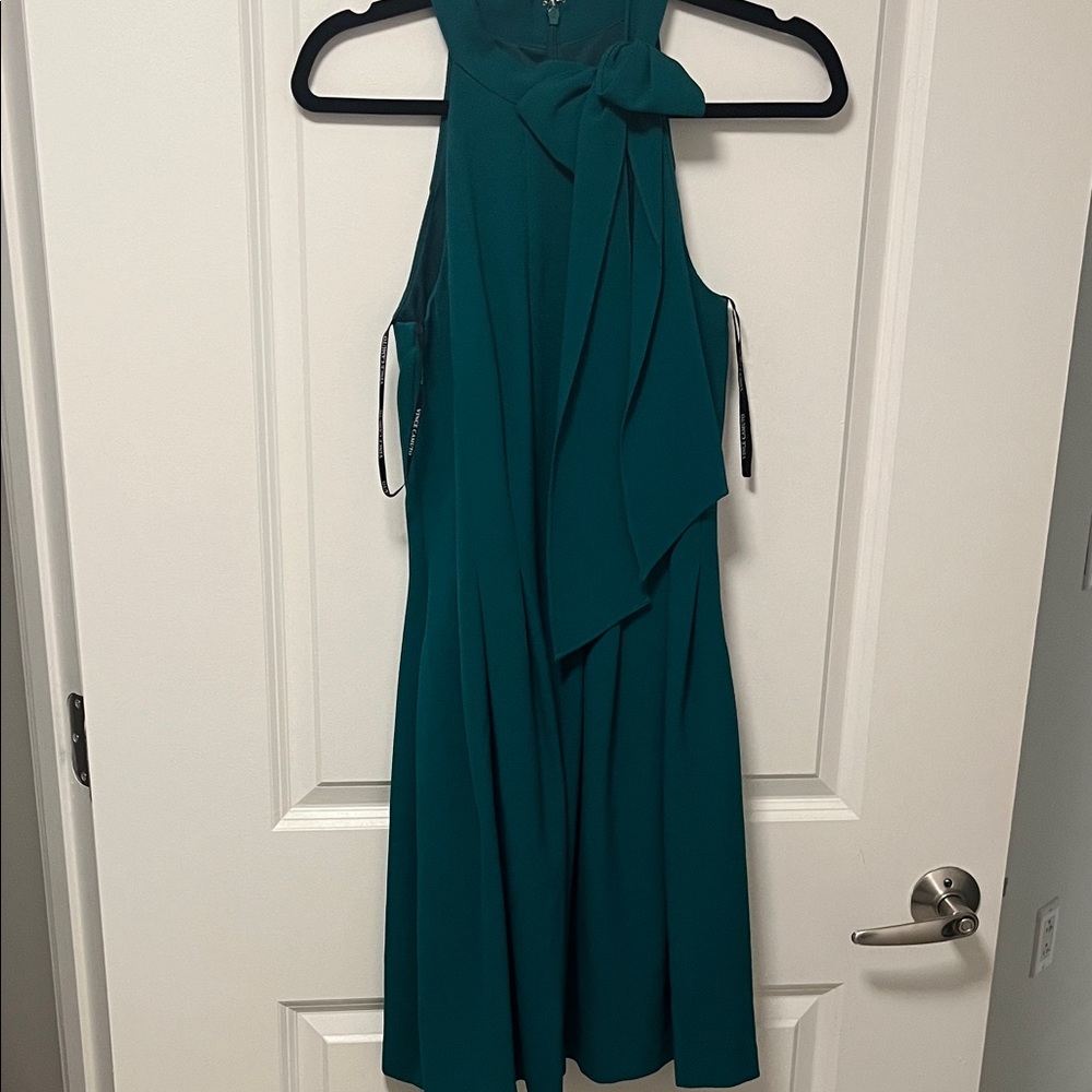 Vince Camuto Emerald Green Midi Dress with Bow Detail